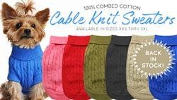 Cable Knit Dog Sweater Assorted Colors And Sizes (Color: Fiery Red, Size: XXS)