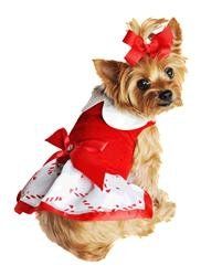 Candy Cane Rhinestone Dress with D-Ring and Leash-Different Sizes (Size: XS)