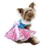 Pink and Blue Plumeria Floral Dress with Matching Leash
