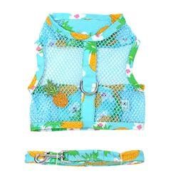 Cool Mesh Dog Harness with Leash - Pineapple Luau (Size: XS)