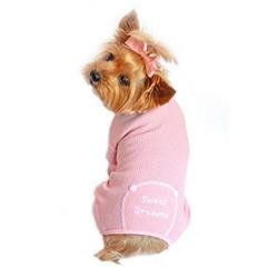 Sweet Dreams Thermal Dog Pajamas (Color: PINK, Size: XS)