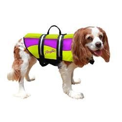Dog Life Jacket - PAWZ  Purple and flourescent Yellow (Size: XS)