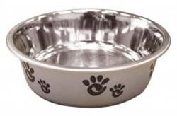 Spot Ethical Barcelona Stainless Steel Paw Print Bowl-Assorted colors (Color: Silver, Sizes: 8 OZ.)
