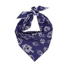 Hanukkah Dog Bandana with Dreidels on Blue Cotton (Size: XS)