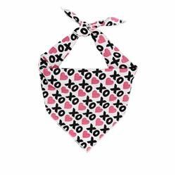 Valentines Day Bandana-XOXO with Pink Hearts (Size: XS)
