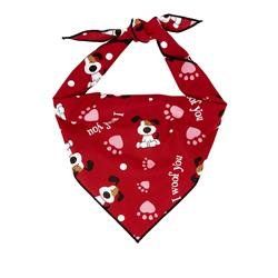 Valentine Dog Bandana, Red Valentine, I woof you (Size: XS)