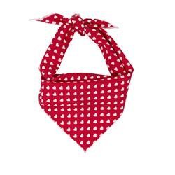 Red Dog Bandana w White Hearts (Size: XS)