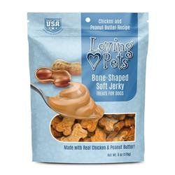 Loving Pets Bone-Shaped Soft Jerky Dog Treat - Assorted Flavors 6 oz (Names: Chicken and Peanut Butter, Sizes: 6 OZ.)