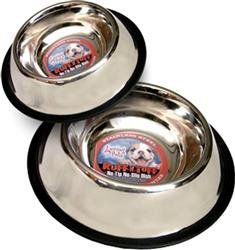 Loving Pets Traditional No-Tip Stainless Steel Dog Bowl Silver-Different Sizes (Sizes: 8 OZ.)