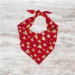 Gold Hearts Dog Bandana (Size: XS)