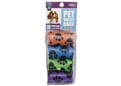MultiPet Paw Print Waste Bags -15 bags per roll-Different Number Pks (Names: 8 Pk-Paws)