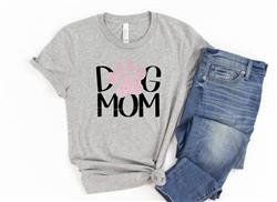 DOG MOM Shirt- People Shirts- Unisex Printed T-shirt (Color: Athletic Heather, Size: XS)