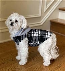 NEW Weekender Dog Sweatshirt Hoodie - Assorted  Plaid Colors and Sizes (Color: Black and White Plaid, Size: XS)
