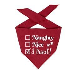 LUXE Red Flannel Bandana | Reversible-Naughty, Nice, I Tried! (Size: XS)