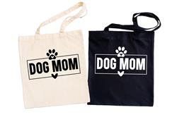 DOG MOM Tote Bag-Canvas Tote lightweight 6 oz Canvas-Different Colors (Color: Natural)
