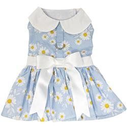 Blue Daisy Harness Dress with Matching Leash (Size: XS)