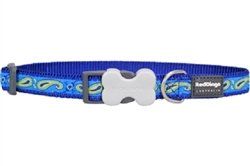 Paisley Blue with Green - Dog Collars, Leashes, & Harnesses (Size: SM Collar)