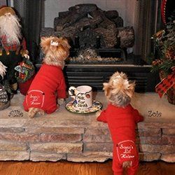 Christmas Red "Santa's Lil' Helper" Embroidered Pajamas (Size: XS)