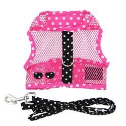 Cool Mesh Dog Harness Under the Sea - Sunglasses Pink and Black Polka Dot (Size: XS)
