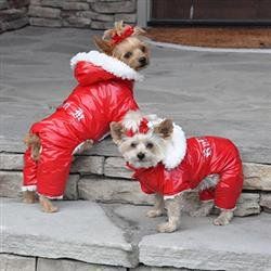 Ruffin It Dog Snowsuit-Assorted Colors and Sizes (Color: Red, Size: XS)