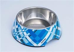 Two-in-1 Melamine Bowl with Stainless Steel Insert-Assorted Colors & Sizes (Color: Flanno-Turquoise, Size: S)