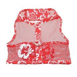 Cool Mesh Dog Harness with Leash - Hawaiian Hibiscus Red (Size: XS)