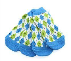 Non-Skid Dog Socks - Blue and Green Argyle-Assorted Sizes (Color: Blue & Green Argyle, Size: XS)
