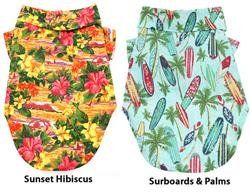 Hawaiian Camp Shirt – Sunset Hibiscus-Surfboards and Palms (Color: Sunset Hibiscus, Size: XXS)