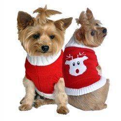 Red Rudolph Holiday Dog Sweater-Assorted Sizes (Size: XS)