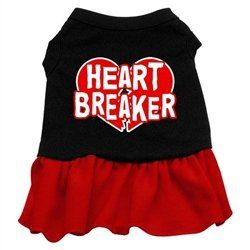 Heart Breaker Screen Print Dress (Color: Black w Red, Size: XS)