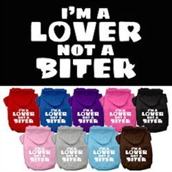 I'm a Lover not a Biter Screen Printed Dog Pet Hoodies -Assorted Colors and Sizes (Color: Red, Size: XS)