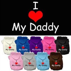 I Love My Daddy Screen Print Pet Hoodies -Assorted Colors and Sizes (Color: Cream, Size: XS)