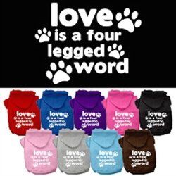 Love is a Four Leg Word Screen Print Pet Hoodies -Assorted Colors and Sizes (Color: Red, Size: XS)