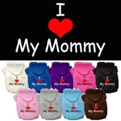 I Love My Mommy Screen Print Pet Hoodies-Assorted Colors and Sizes (Color: Cream, Size: XS)