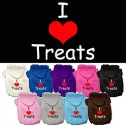 I Love Treats Screen Print Pet Hoodies - Assorted Colors and Sizes (Color: Cream, Size: XS)