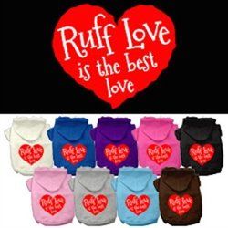 Ruff Love Screen Print Pet Hoodies-Assorted Colors and Sizes (Color: Cream, Size: XS)