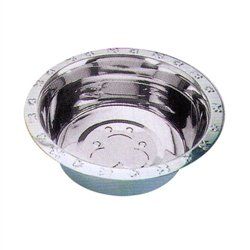 Embossed Rim Standard Stainless Steel Feeding Bowls (Sizes: 1 PT.)