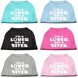 I'm a Lover not a Biter Screen Printed Dog Shirts-Assorted Colors and Sizes (Color: Aqua, Size: XS)