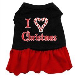 I Love Christmas Screen Print Two-Tone Dress (Sizes: XS)